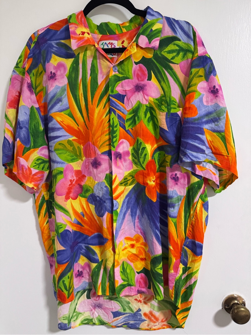 Vintage Jams World Aloha Tropical Collectors Rare Shirt Size Large Bright Floral